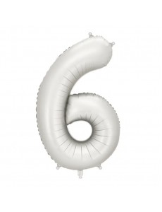 Balão Número 6 Prateado Mate